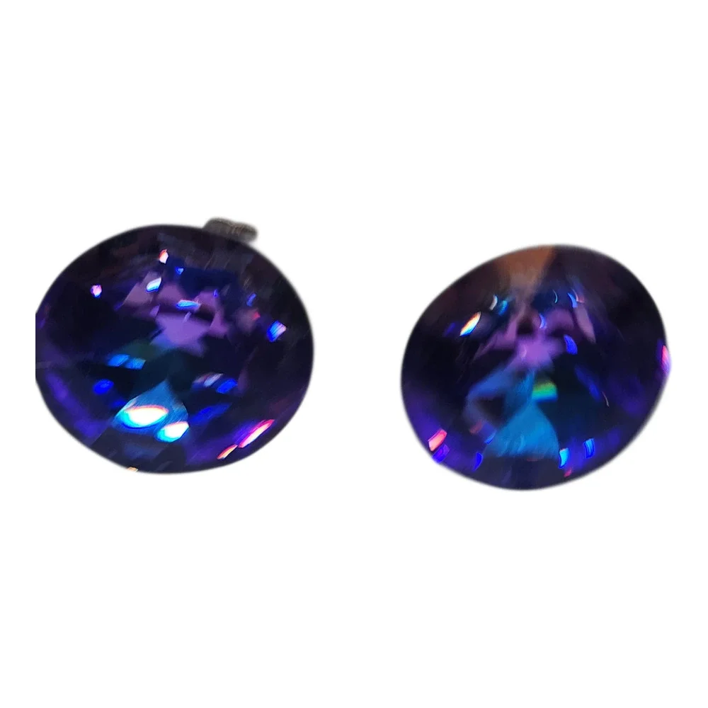 Vintage Swarovski Big Earrings Heliotrope Vitrail Purple Blue Iridescent Giant